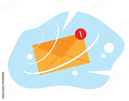 New Message Idea with Envelope and Exclamation Mark. Notifications, email messaging, signs and symbols vector art