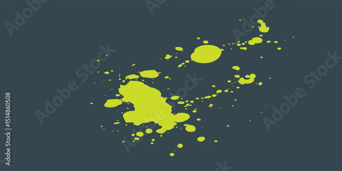 Vibrant neon yellow-green paint splatters explode across a dark charcoal grey background. Abstract vector illustration with high-energy impact, ideal for edgy, modern designs.vetctor ilustration
