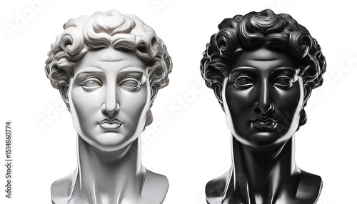Two David Statue isolated on white transparent background PNG