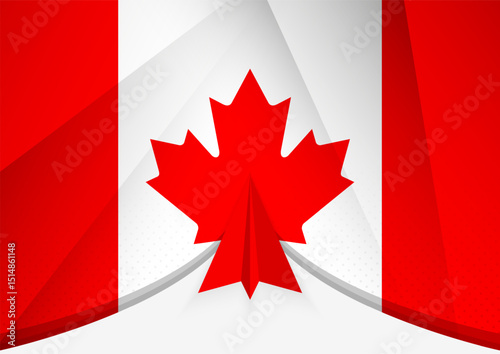 Canada Flag with Abstract Paper Airplane Design, National Flag in a geometric folded paper style. photo