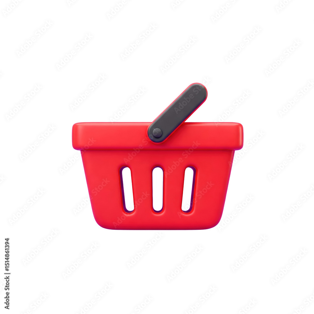 Fototapeta premium A Red Shopping Basket Icon on a Black Background Representing eCommerce and Retail Shopping Experiences