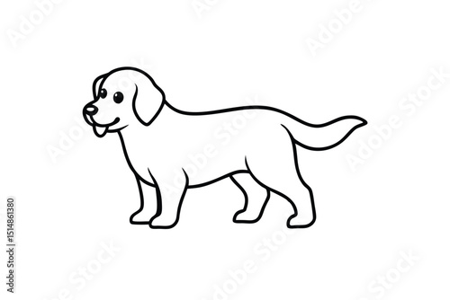 beautiful dog with cartoon type line art vector illustration 