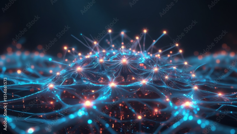 Obraz premium Glowing Neural Network Connections