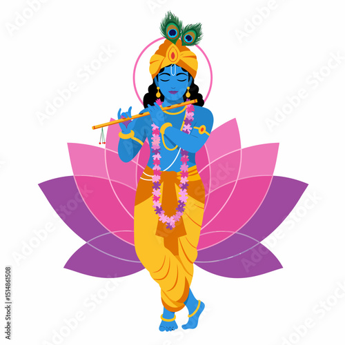 Krishna Playing Flute Hindu God