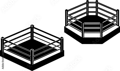 Boxing Ring black vector icons