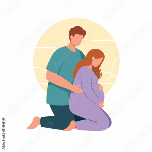 Loving Expectant Couple Illustration
