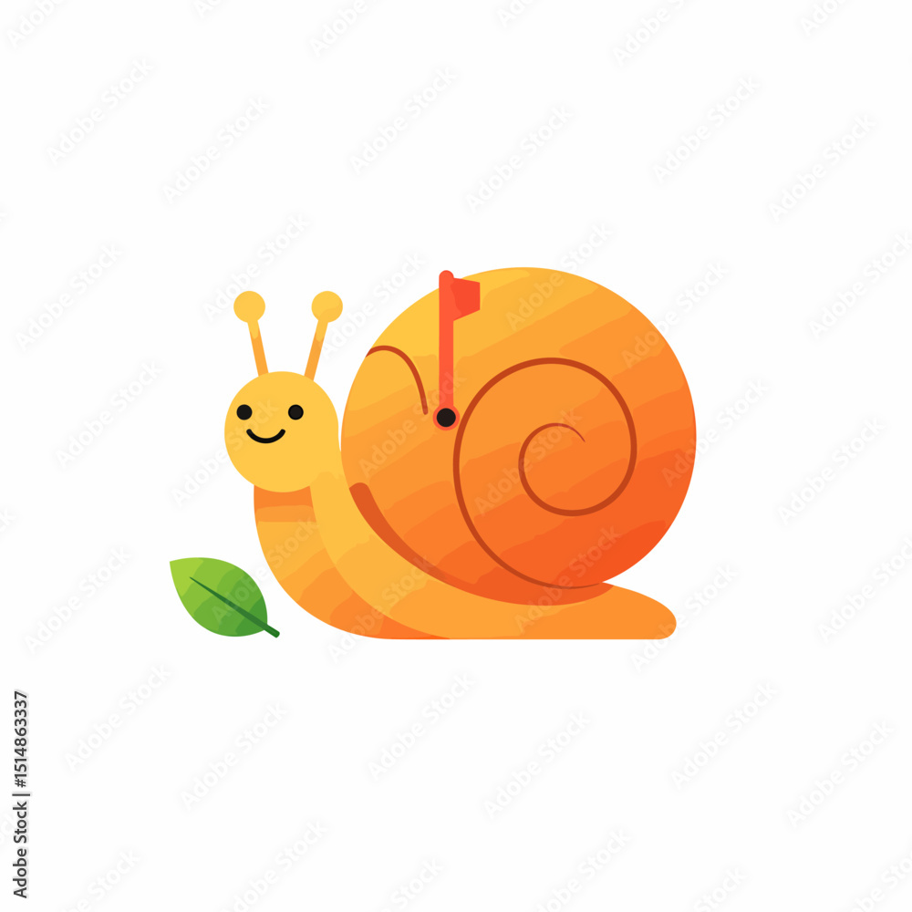 Naklejka premium Cute Snail Mailbox Cartoon Illustration