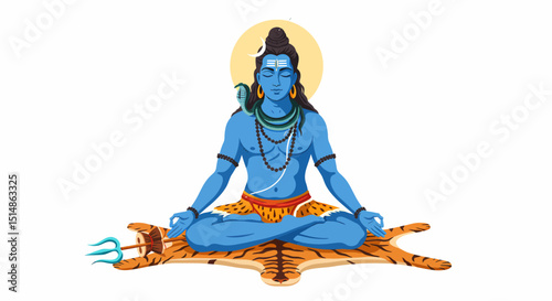 Lord Shiva Meditating Hindu God Digital Art