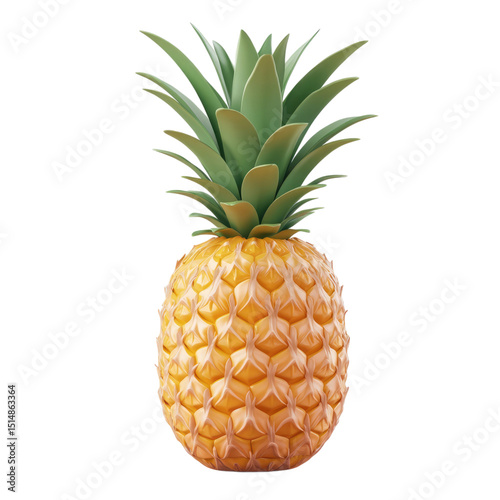 Tropical Pineapple Delight Fresh Fruit with Vibrant Yellow, and Isolated.