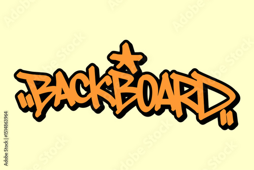 Backboard graffiti tag in vibrant orange with bold black outline on yellow background. Urban street flair meets basketball energy.perfect for sports visuals, hip hop culture, and eye-catching designs.