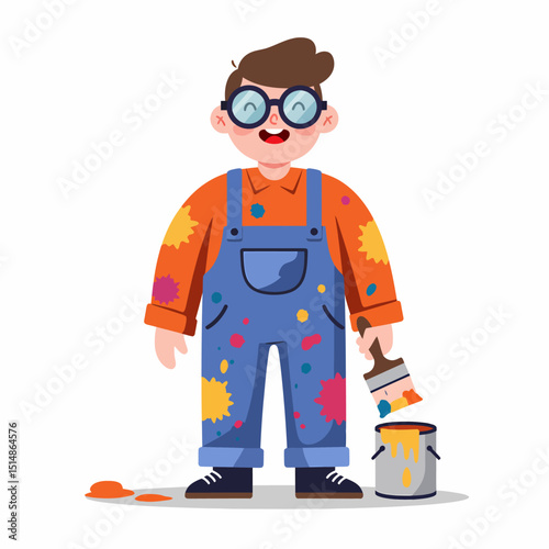 Cheerful Painter Vector Art