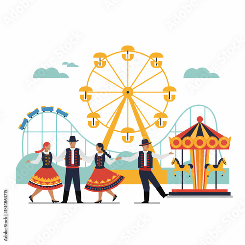 Amusement Park Festive Dancers