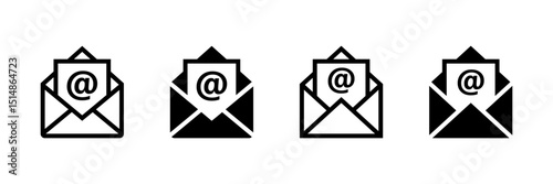 Set of mail icon thin line style. Envelope, message, email icon. vector illustration