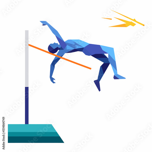 High Jump Athlete Polygon Art