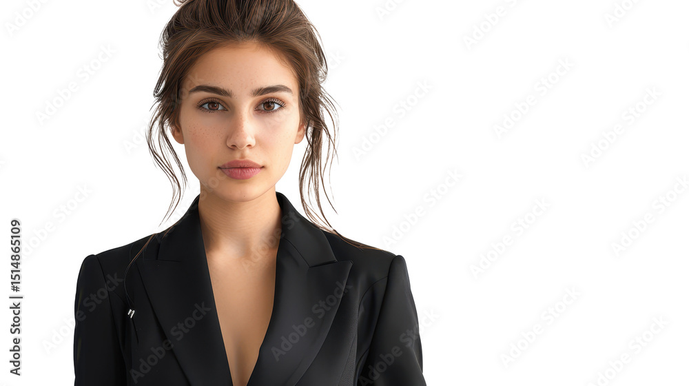 Confident Young Businesswoman in a Black Blazer Looking Directly at the Camera a Professional Portrait for Corporate Themes or Executive Roles.
Confident Young Businesswoman in a Black Blazer Looking Directly at the Camera a Professional Portrait for Corporate Themes or Executive Roles.