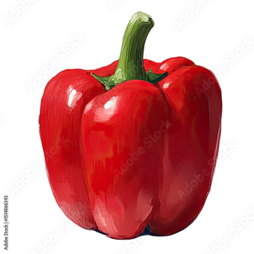 Vibrant Red Pepper A Digital Painting with Culinary Appeal.