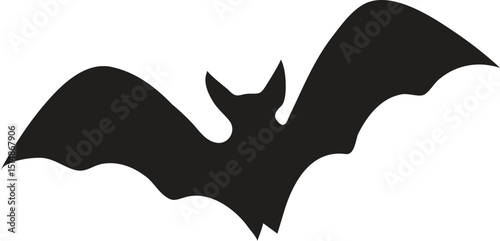 Bat Silhouette Flying Isolated on White Background