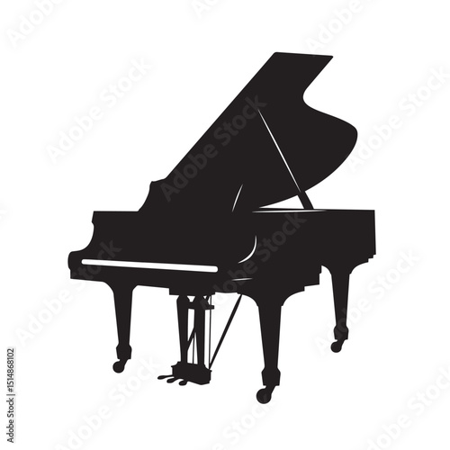 Piano silhouette isolated on white background