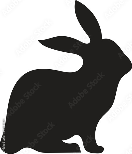 Black Silhouette Rabbit Icon for Nature Design