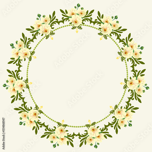 Wallpaper Mural Background Flower Wreath, Vector flower  Torontodigital.ca