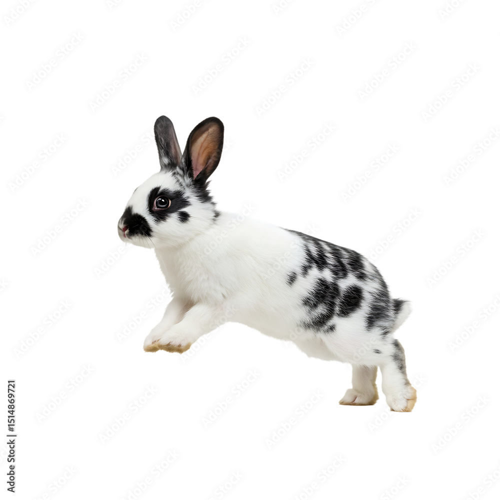 Fototapeta premium Black and White Rabbit: A Majestic Lop-Eared Bunny