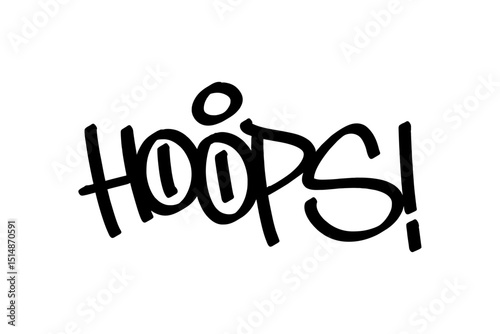 Graffiti tag “Hoops” in bold black lettering on transparent background. Urban street vibe, perfect for basketball culture, youth sports, and energetic graphic design projects.