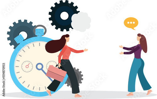 Business strategy with digital marketing series planning.Effective and precise timing for advertisement,flat characters.