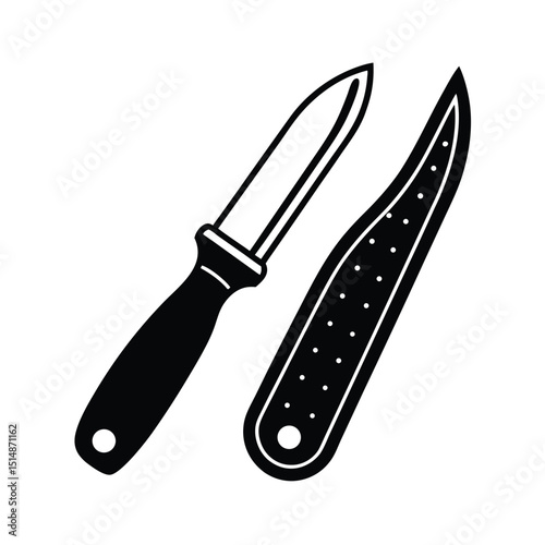 set of kitchen knives isolated on white background