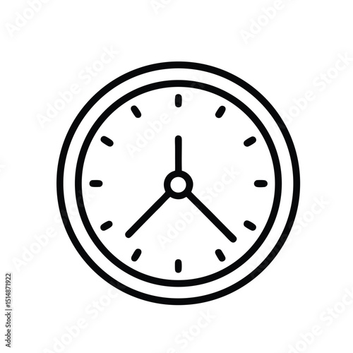 Simple Outline Clock Icon Generic Vector Design for Time Schedule and Appointment Concepts on a Clean White Background Ideal for UI UX Design