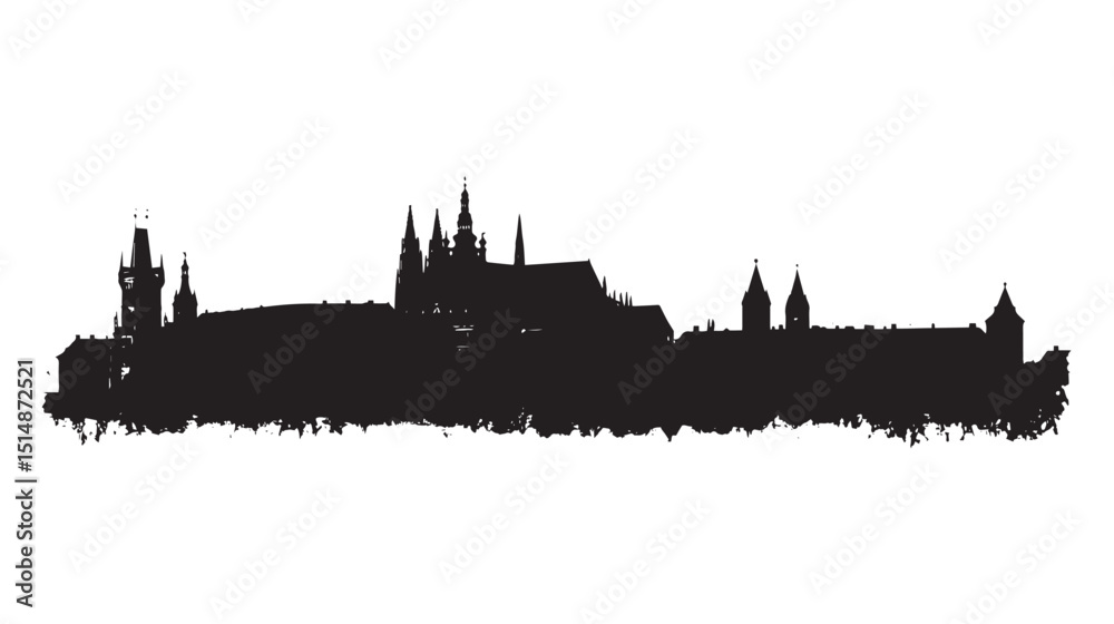 Fototapeta premium Prague silhouette isolated in White background