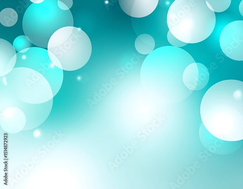 Abstract teal and white bokeh background