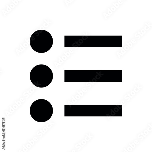 Illustration of list icon menu navigation hamburger button ui ux design element website app interface black and white vector 