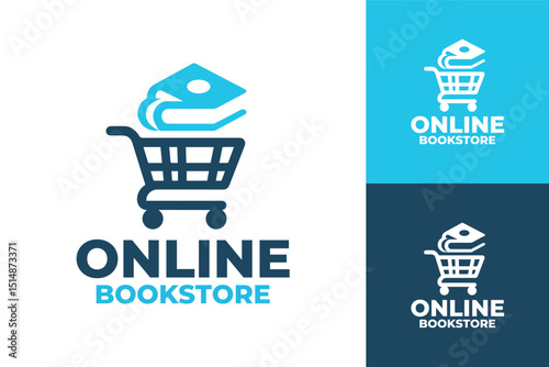 Professional Online Bookstore Logo for Your Digital Store in Blue and White