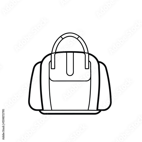 Simple Bag Silhouette Vector Outline on White Background for Fashion Shopping or Travel Designs