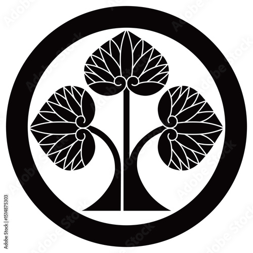 家紋です。丸に左離れ立ち葵と言います。