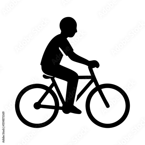 Cycling icon with person riding bicycle