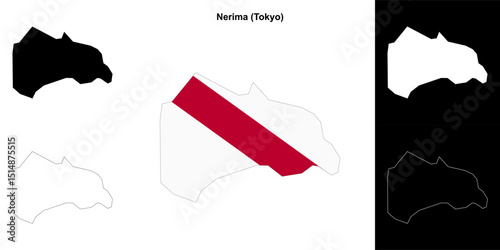 Nerima (Tokyo) outline map set