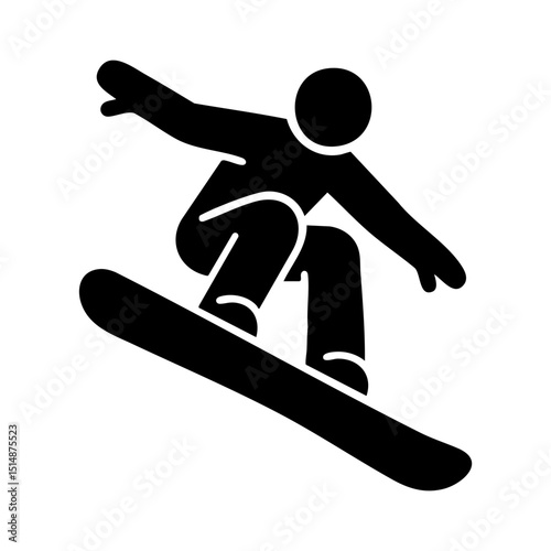 Snowboarding icon with person in motion