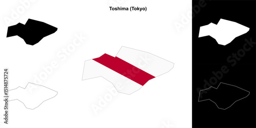 Toshima (Tokyo) outline map set