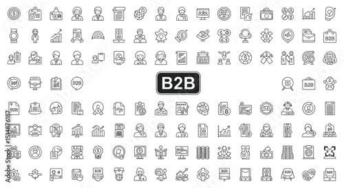 Extensive B2B Icon Set Business, Commerce, and Supply Chain Icons