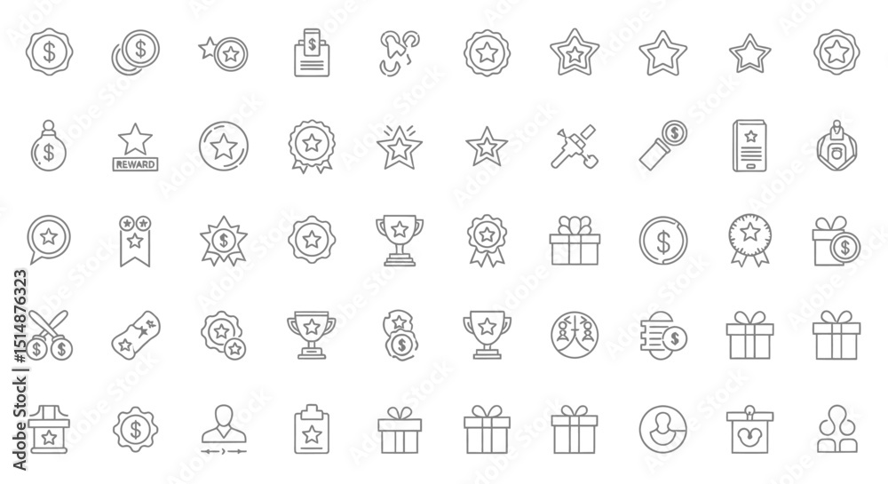 Premium Award Icons 50 Line Art Graphics for Recognition and Achievement Premium Award Icons 50 Line Art Graphics for Recognition and Achievement