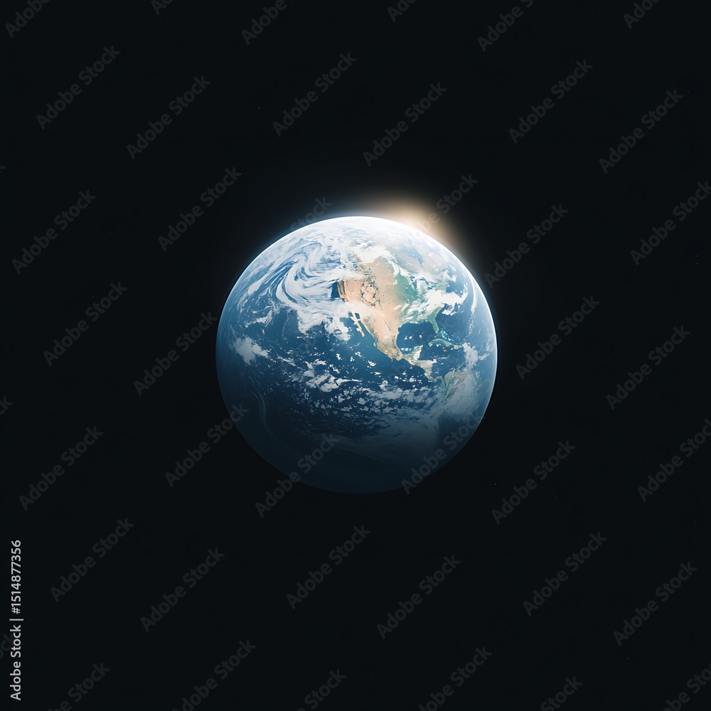 Fototapeta premium Earth with sunrise, space, and planet.