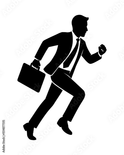 Businessman Running to Success, Businessman  Towards Success: A determined businessman sprints forward with a briefcase in hand, embodying ambition and drive in a dynamic