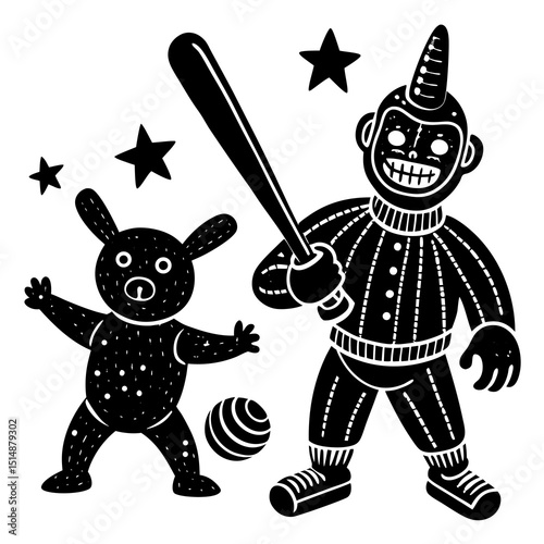 playfully batting toys