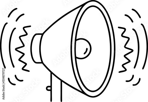 Loudspeaker with sound waves hand drawn megaphone line icon for announcement, alert, or notification message concept