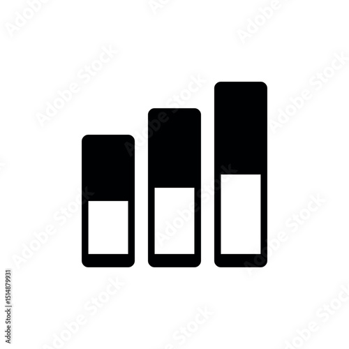 Stacked Bar Chart / Signal Strength, A simple black and white icon showing vertical bars with fill levels. It can represent a stacked bar chart, signal strength, progress indicators