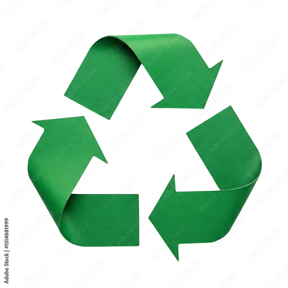 Obraz premium Green Three Arrows Recycling Paper Texture Symbol Icon