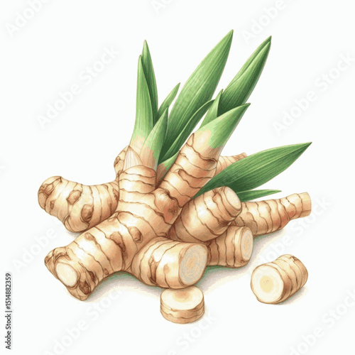 Kha's Warmth Galangal root isolated watercolor vector illustration svg