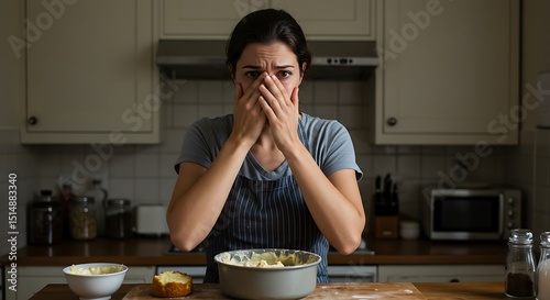 Female Showing Disgust at Bad Smell from Baking