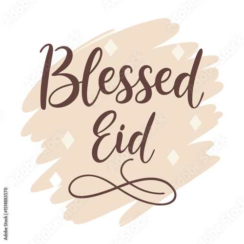 Handwritten brush script design reading "Blessed Eid" in soft, warm colors—perfect for festive digital use
